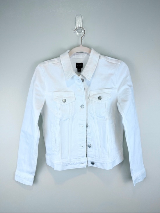 J. Crew Jackets & Blazers - J.Crew White Denim Trucker Jacket Stretch Button Front XS